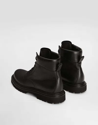 Dolce & Gabbana Ankle Boots In Smooth Calf Leather In Black
