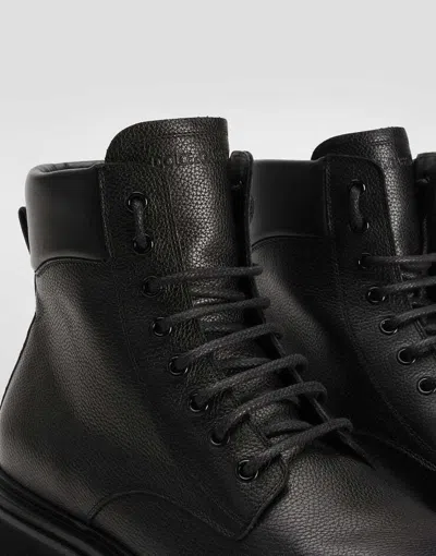 Dolce & Gabbana Ankle Boots In Smooth Calf Leather In Black