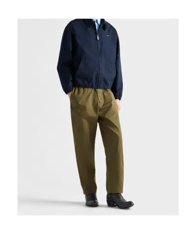 Prada Triangle-logo Patch-pocket Trousers In Green