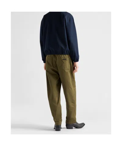 Prada Triangle-logo Patch-pocket Trousers In Green