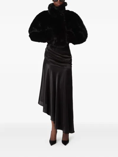 Nina Ricci Asymmetric Draped Satin Skirt