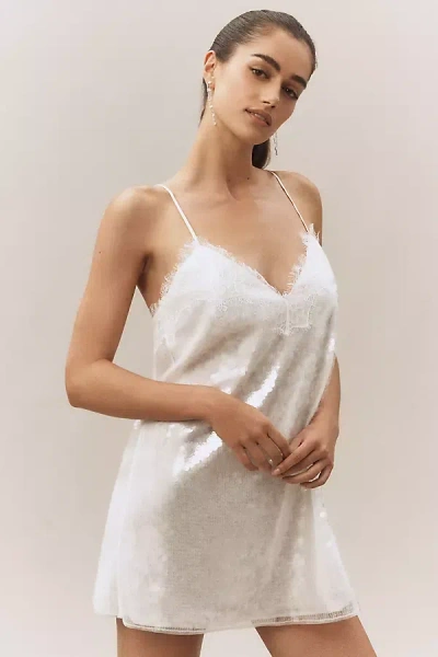 Retroféte Olive Sequin Lace V-neck Mini Slip Dress