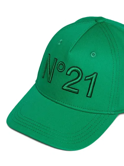 N°21 Logo-embroidered Baseball Cap In Green