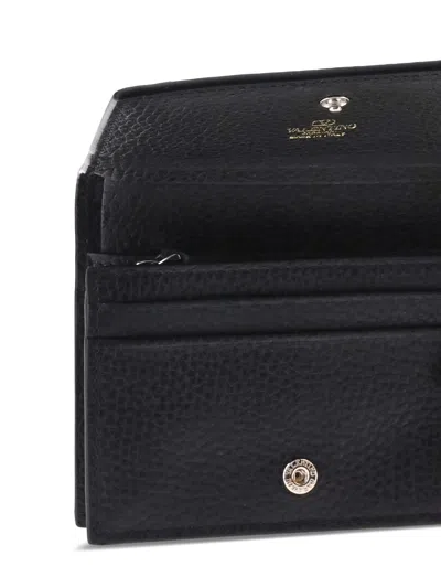 Valentino Rockstud Leather Wallet In Black