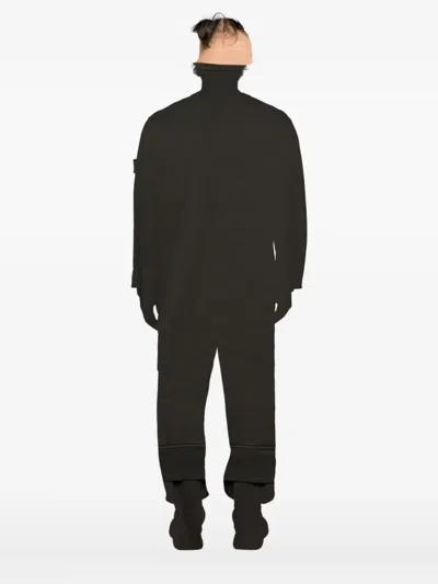 Stone Island Black Organic Cotton Diagonal Fleece Old Effect Sweatshirt