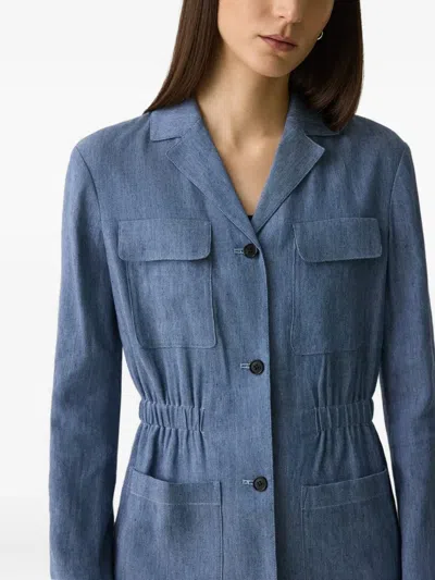Theory Drawstring Linen Jacket In Blue