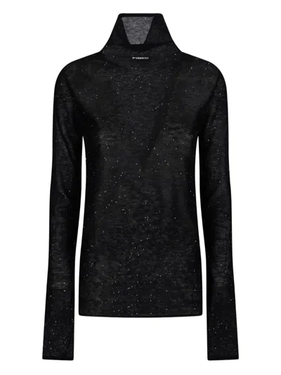 Pinko Long-sleeved Turtleneck Top In Black