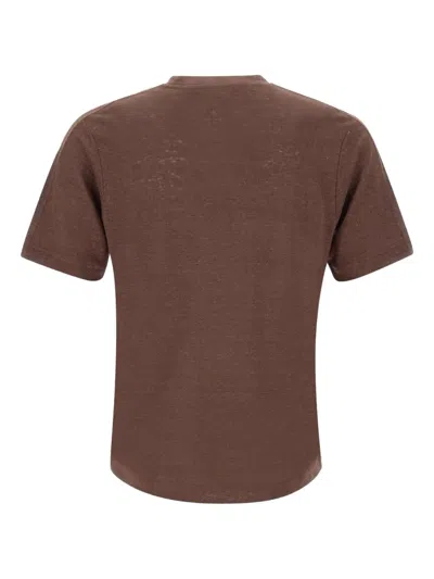 Diktat Linen T-shirt In Brown