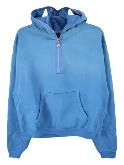 Chito Shiny Finesse Pup Quarter-zip Hoodie In Blue