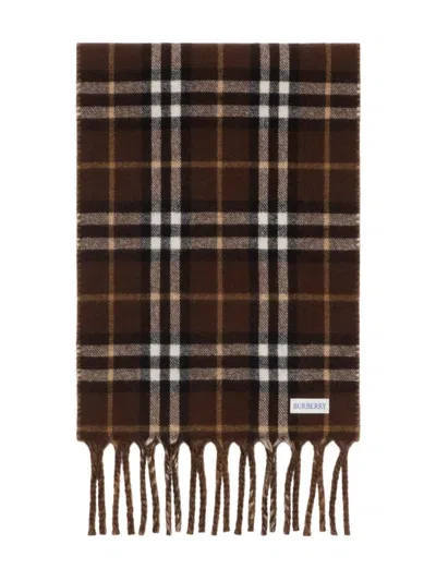 Burberry Knight-detail Checked Scarf In Brown