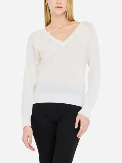 Liu •jo Lace-detail Raglan-sleeve Sweater