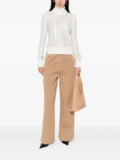 Ermanno Scervino Rhinestone-embellished Turtleneck Jumper In White