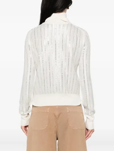 Ermanno Scervino Rhinestone-embellished Turtleneck Jumper In White