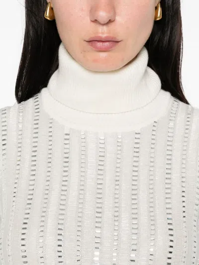 Ermanno Scervino Rhinestone-embellished Turtleneck Jumper In White