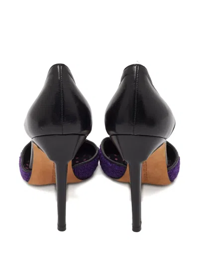 Pre-owned Manolo Blahnik  110mm T-strap Textured Pumps