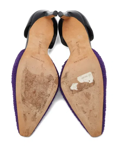 Pre-owned Manolo Blahnik  110mm T-strap Textured Pumps