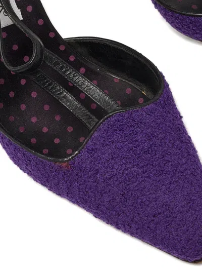 Pre-owned Manolo Blahnik  110mm T-strap Textured Pumps