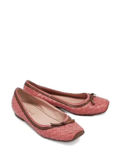 Pre-owned Bottega Veneta Intrecciato Bow-detailing Ballet Flats