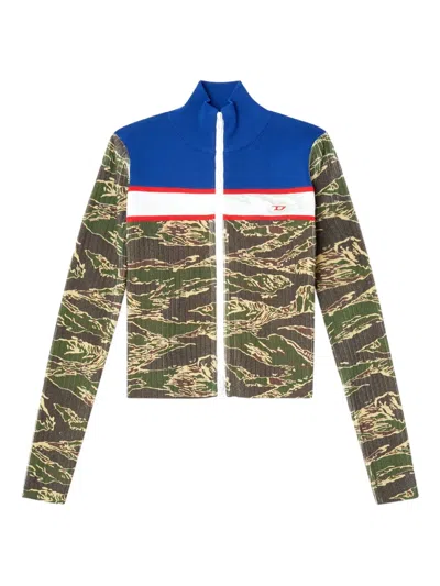 Diesel Tiger-print Ribbed Sweater In Multi