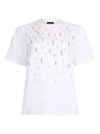 Liu •jo T-shirt With Pearls And Rhinestones In White
