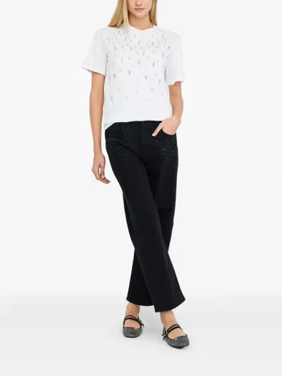 Liu •jo T-shirt With Pearls And Rhinestones In White