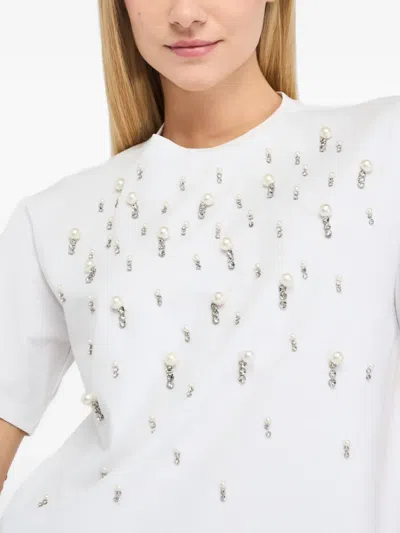 Liu •jo T-shirt With Pearls And Rhinestones In White
