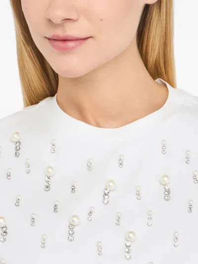 Liu •jo T-shirt With Pearls And Rhinestones In White
