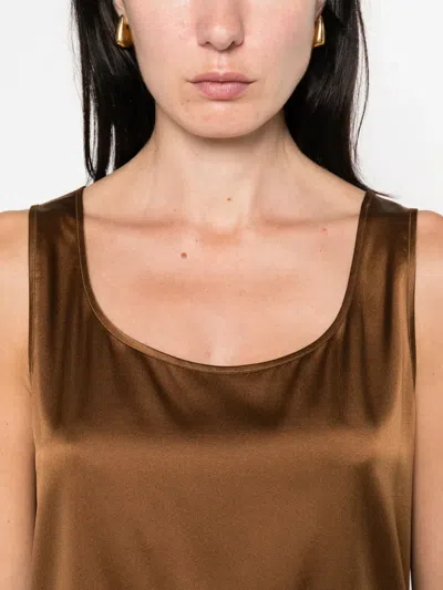 Max Mara Scoop-neck Top In Brown