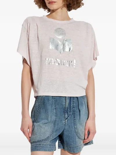 Isabel Marant Étoile Metallic-logo Linen T-shirt