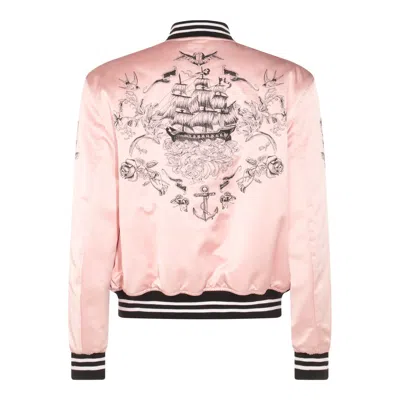 Alexander Mcqueen Casual Jacket With Embroidered Graphic Print In Pink