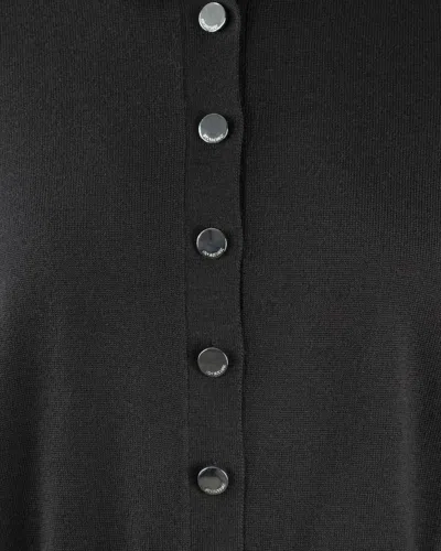 Sportmax Virgin Wool Cardigan With Classic Collar And Retro Charm In Black