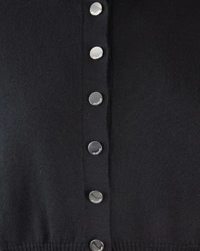 Sportmax Virgin Wool Cardigan With Classic Collar And Retro Charm In Black