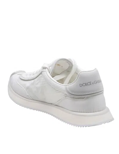 Dolce & Gabbana Cushion Sneaker In Mixed Materials Color White In Gray