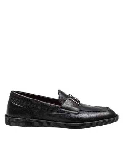 Dolce & Gabbana Leather Moccasin From The New Florio Line In Black