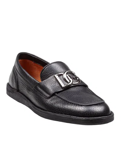Dolce & Gabbana Leather Moccasin From The New Florio Line In Black