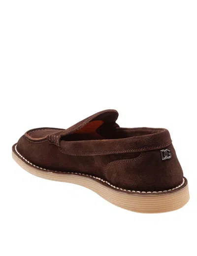 Dolce & Gabbana Suede Loafers In Brown