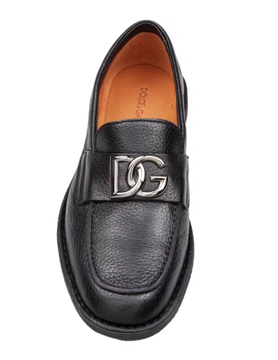 Dolce & Gabbana Leather Moccasin From The New Florio Line In Black