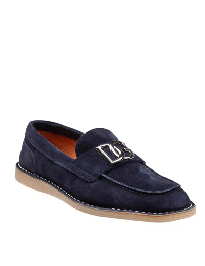 Dolce & Gabbana Suede Moccasin From The New Florio Line In Blue