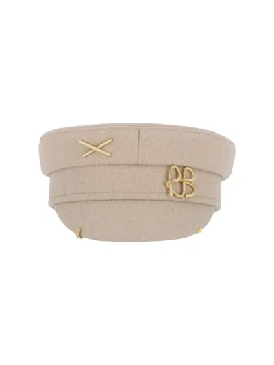 Ruslan Baginskiy 'baker Boy' Wool Blend Hat In Neutral