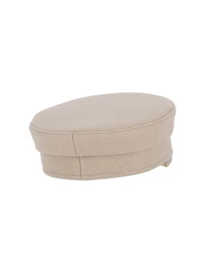 Ruslan Baginskiy 'baker Boy' Wool Blend Hat In Neutral