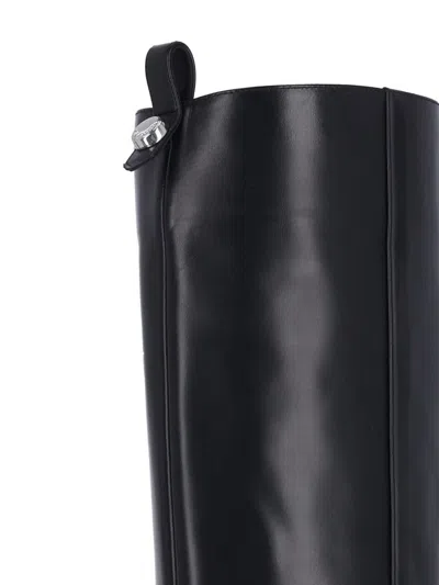 Attico Leather High Shaft Ankle Boots With Pointed Toe