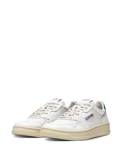 Autry Low-top Leather Sneakers With Perforated Upper And Contrasting Sole In White