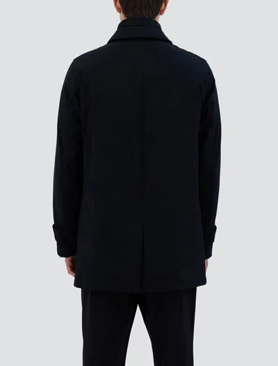 Herno Medium-length Structured Coat With Button-up Front In Black