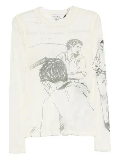 Jw Anderson Sketch-print Long-sleeve T-shirt In Neutral