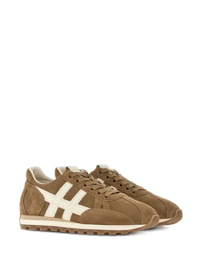 Hogan 86er Mud Suede Running Sneakers In Brown