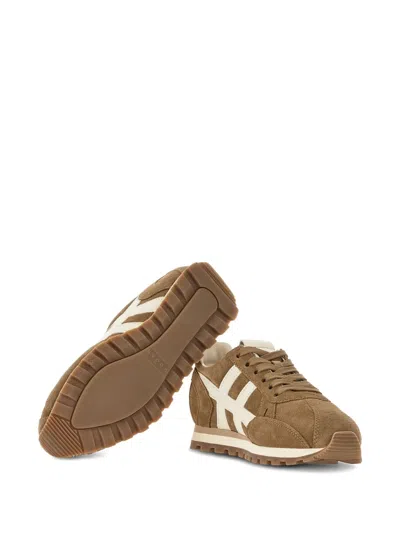 Hogan 86er Mud Suede Running Sneakers In Brown