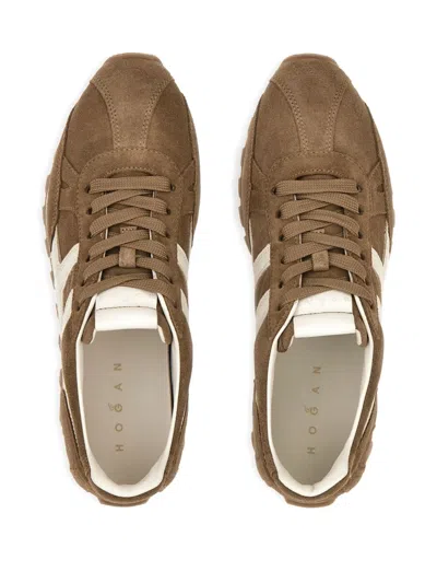 Hogan 86er Mud Suede Running Sneakers In Brown