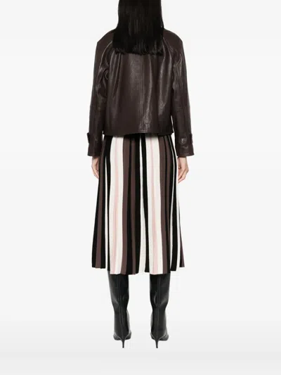Max Mara Flap-pocket Leather Jacket In Brown
