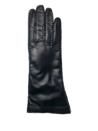 Restelli Leather Gloves In Black