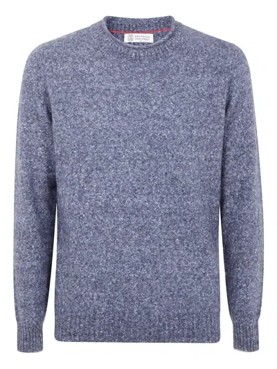 Brunello Cucinelli Sweater Crew Neck Long Sleeves In Blue